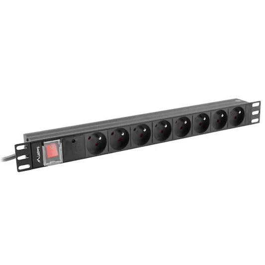 Power Distribution Unit PDU 8-Way EU Socket 1U – Aluminum Alloy Rack Mount With Switch, Flame-Retardant PC Safety, Tin Bronze Conductors, 2M EU Plug Cable