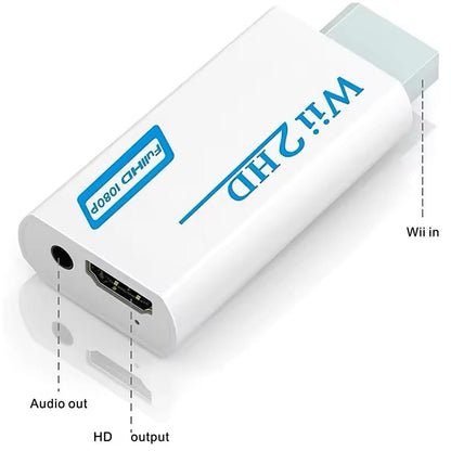 WII2HDMI Wii to HDMI Adapter Converter, Connect Wii Console to HDMI Display Monitor with 3.5mm Audio Supports All Wii Display Models