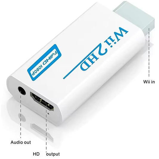 WII2HDMI Wii to HDMI Adapter Converter, Connect Wii Console to HDMI Display Monitor with 3.5mm Audio Supports All Wii Display Models