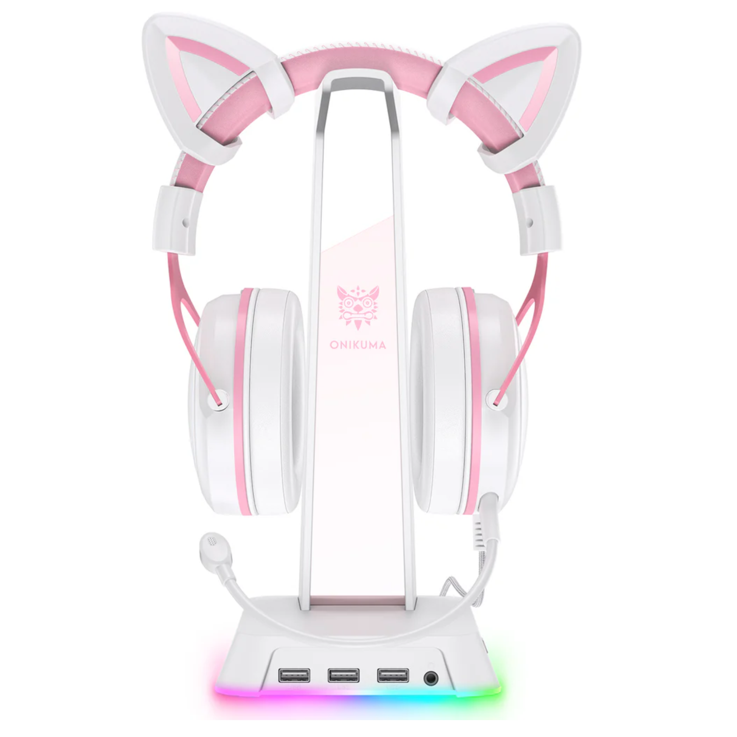 ONIKUMA ST2 RGB Gaming Headphone STAND with 3 USB and 3.5mm AUX Ports - White | Black