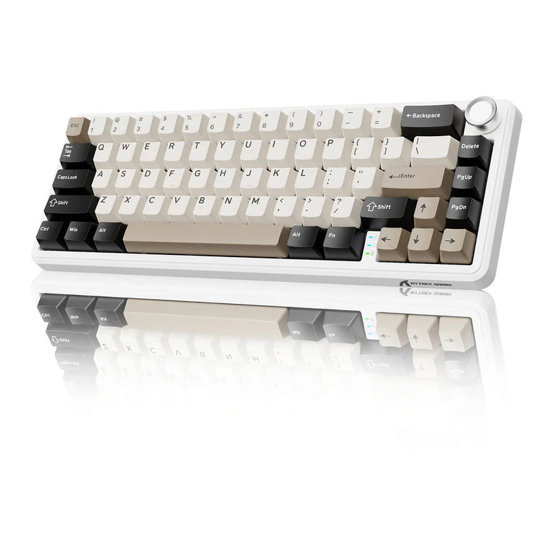 Attack Shark X66 Mechanical Keyboard – 66 Keys, Tri-Mode Wireless, Strawberry Switches, RGB, Gasket Mount, Hot-Swappable, PBT Keycaps - White Cheese