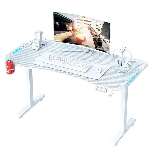 AY Ergonomic Electric Height Adjustable RGB Gaming Sit-Stand Desk - 140cm -  White