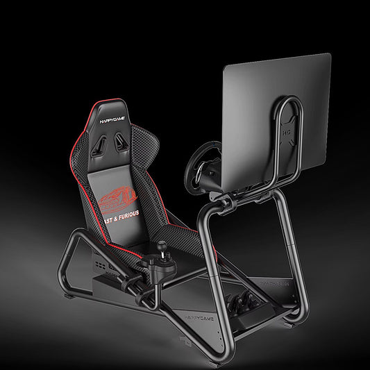 HypeGame Racing Steering Wheel Simulator With Monitor/TV Bracket - Black/Red