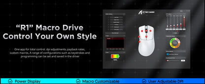 Attack Shark Wireless R1-Mouse Wired+2.4G+BT5.2 Connections BT5.2/BT5.2 Dual Channel Switching Tri-Mode Connection and Type-C Charging - Black | White | Red