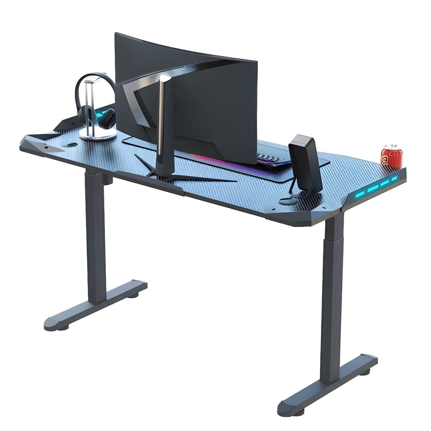 AY Ergonomic Electric Height Adjustable RGB Gaming Sit-Stand Desk - 120cm & 140cm -  Black
