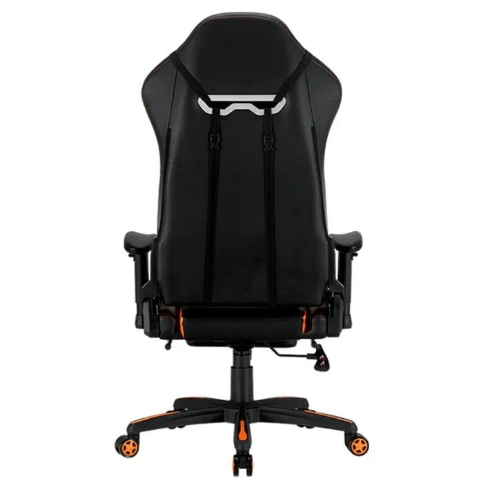 MeeTion CHR22 Leather Gaming E-Sport Chair with Footrest - Black and Orange