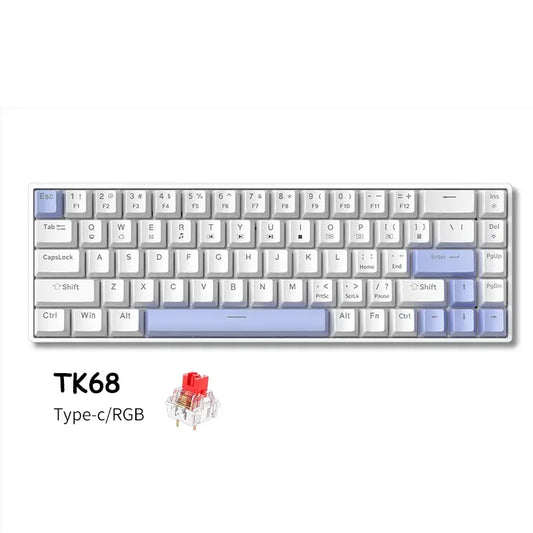 Zifriend TK68 68-Key RGB Mechanical Gaming Keyboard – White & Purple