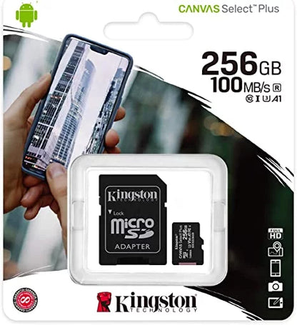 بطاقة ذاكرة كينجستون microSDXC Canvas Select Plus A1 Class 10 UHS-I سعة 32 جيجابايت | 64 جيجابايت | 128 جيجابايت | 256 جيجابايت | 512 جيجابايت