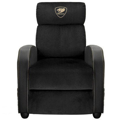 أريكة ألعاب كوغار رينجر إيليت جولد، قابلة للإمالة، تنجيد مخملي فاخر، جيب جانبي، مسند قدم قابل للطي ومسند ظهر قابل للإمالة 