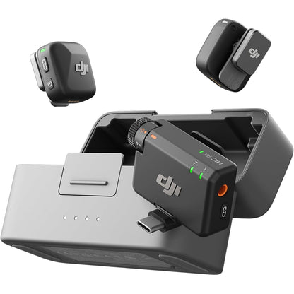 DJI Mic Mini (2 TX + 1 RX + Charging Case), Wireless Lavalier Microphone for iPhone/Camera/Android, Ultralight, Detail-Rich Audio, 48h Use, Noise Cancelling, Automatic Limiting, Vlog, Streaming