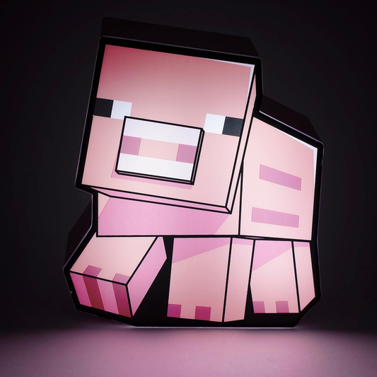 Minecraft Pig Night Light, Officially Licensed Minecraft Mob Bedroom Decor and Desk Lamp for Kids