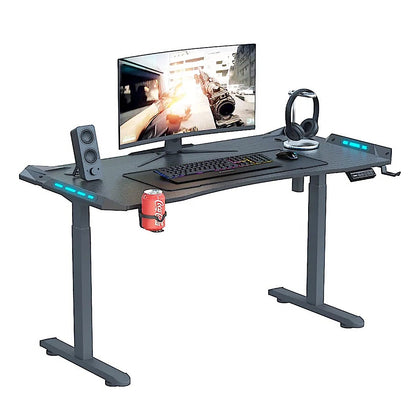 AY Ergonomic Electric Height Adjustable RGB Gaming Sit-Stand Desk - 120cm & 140cm -  Black