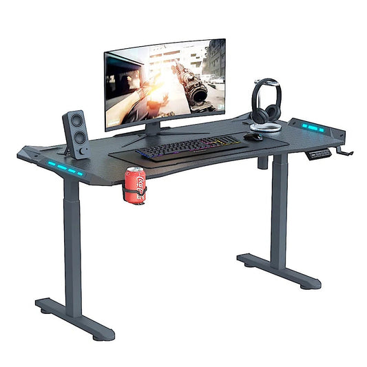 AY Ergonomic Electric Height Adjustable RGB Gaming Sit-Stand Desk -  120cm & 140cm -  Black