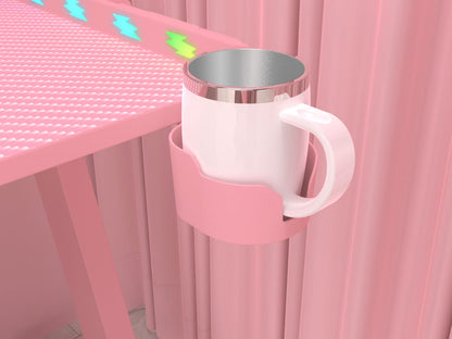 مكتب ألعاب Z8 بطول 120 سم مع أضواء LED وحامل أكواب وحامل سماعة رأس - وردي 