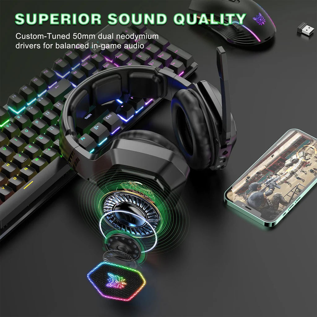 ONIKUMA B100 Headset Headworn Bluetooth 2.4g Wireless Wired Three Mode Lightweight E-Sports Gamer Headphone - White | Black