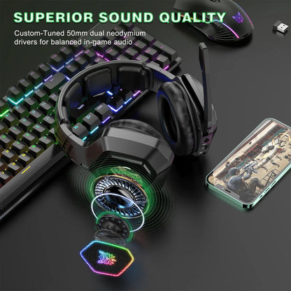 ONIKUMA B100 Headset Headworn Bluetooth 2.4g Wireless Wired Three Mode Lightweight E-Sports Gamer Headphone - White | Black