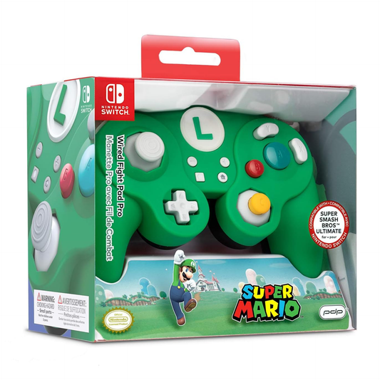 PDP Nintendo Switch Super Mario Bros Luigi GameCube Style Wired Fight Pad Pro Controller