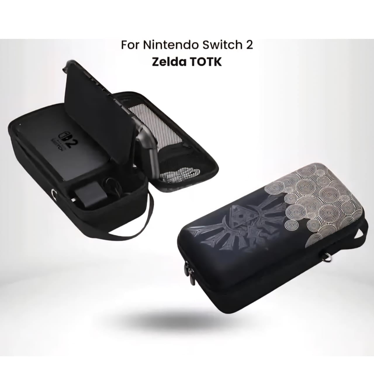 Nintendo Switch 2 Travel Carrying Storage Case - Mario Suit | Mario M | Zelda | Black