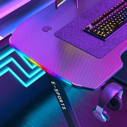 KZ 140CM RGB Gaming Desk With Cup Holder and Headset Holder - Black