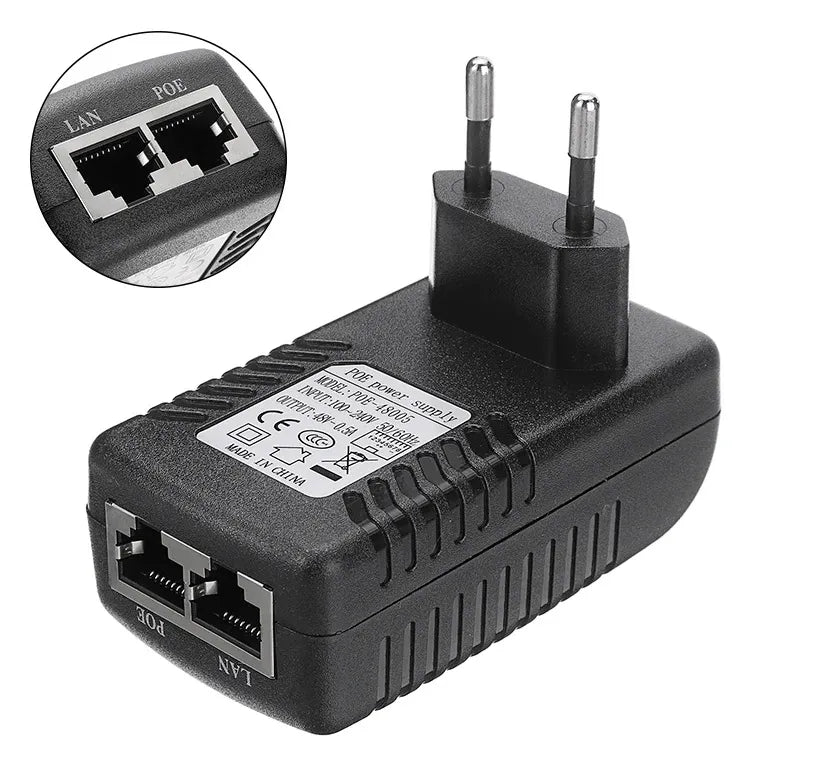 DC 24V 1A Wall EU Plug POE Injector RJ45 Ethernet Adapter Supports IP ...