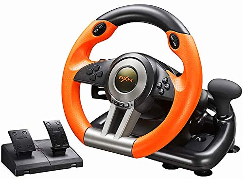 PXN V3 Pro 180 Degree Steering Wheel with Pedals, Vibration Feedback for PC, PS3, PS4, Xbox One & Series XS, Nintendo Switch - Orange