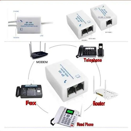 ADSL Splitter/ADSL Filter/DSL Filter RJ11 for Landline Telephone and Broadband Modem Box  – 3 Jacks