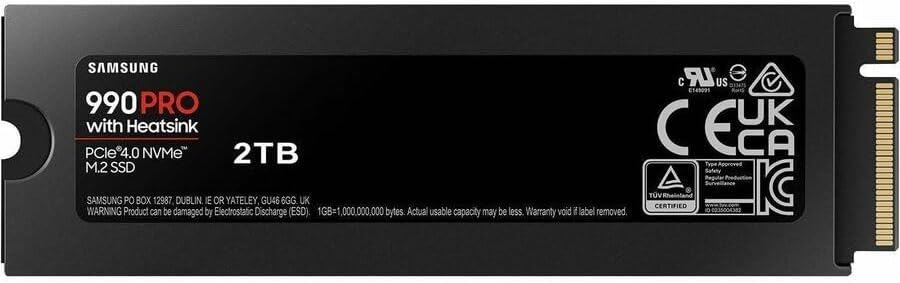 SAMSUNG 990 PRO w/ Heatsink SSD 2TB, PCIe Gen4 M.2 2280 Internal Solid State Hard Drive, Seq. Read Speeds Up To 7,450MB/s for High End Computing, Compatible w/ PS5