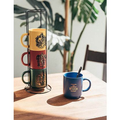 Erik Harry Potter Coffee Cups Set of 4 Hogwarts Houses - Ceramic Coffee Mugs Gryffindor, Slytherin, Ravenclaw and Hufflepuff - Cups Set of 300 ml Each