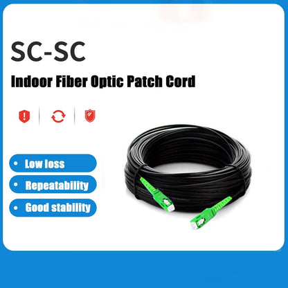 Simplex Fiber Cable SC  to SC  | Single Mode 3mm | Fiber Drop Cable 9/125um Fiber Patch Cord FTTH Drop Cable – Steel Wire Black LSZH Jacket - 50M | 70M