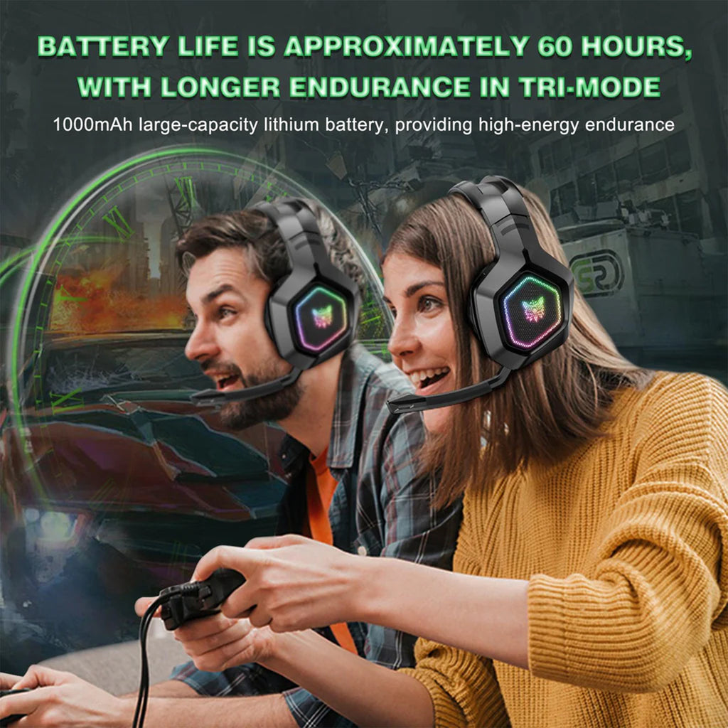 ONIKUMA B100 Headset Headworn Bluetooth 2.4g Wireless Wired Three Mode Lightweight E-Sports Gamer Headphone - White | Black