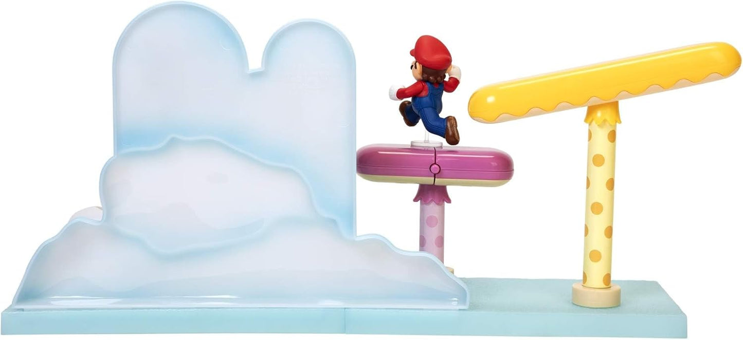 Super Mario Cloud World Diorama Set with 2.5" Running Mario Action Figure