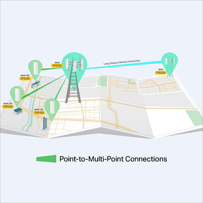 TP-Link CPE220 2.4GHz 300Mbps Long Range Outdoor CPE for PtP and PtMP Transmission, Point to Point Wireless Bridge, 12 dBi, 13 km+