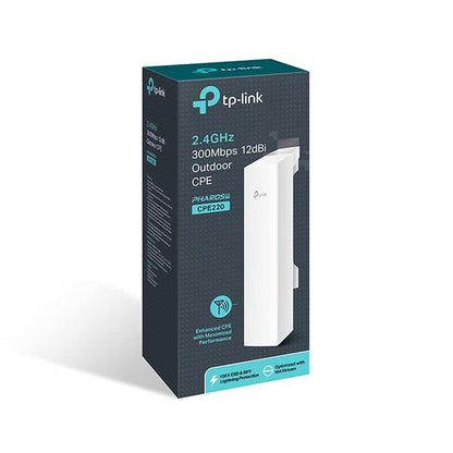 TP-Link CPE220 2.4GHz 300Mbps Long Range Outdoor CPE for PtP and PtMP Transmission, Point to Point Wireless Bridge, 12 dBi, 13 km+