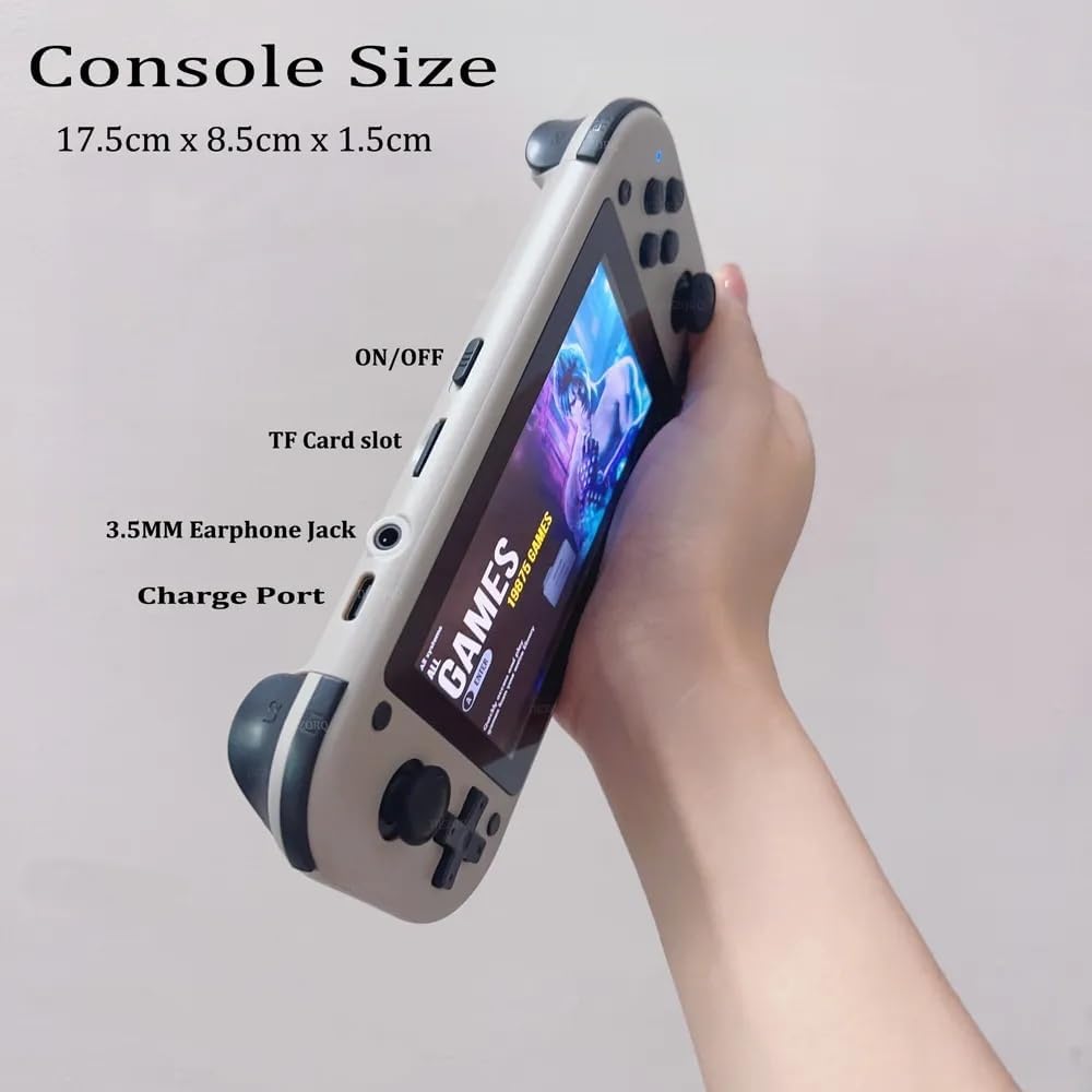 Retro M17 Handheld Game Console Built-in 10000 Games, 4.3-Inch IPS Screen , Cortex-A7 CPU, Linux/Emelec, 3D Joystick - Silver