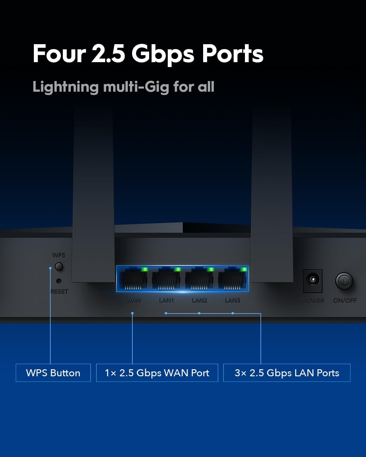 Cudy Tri-Band WiFi 7 BE11000 Router, 6-Stream 10 Gbps, 4 × 2.5G Ports, Up to 11000Mbps, VPN Server and Client, Cudy APP and Mesh, 6 × High-gain Antennas, WR11000