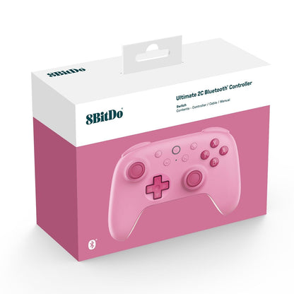 8BitDo Ultimate 2C Bluetooth Controller for Switch/Switch 2, Wireless Controller with 6-Axis Motion Control, Rumble Vibration, Refined D-Pad and Bumpers, and Hall Effect Joysticks - Pink | Blue