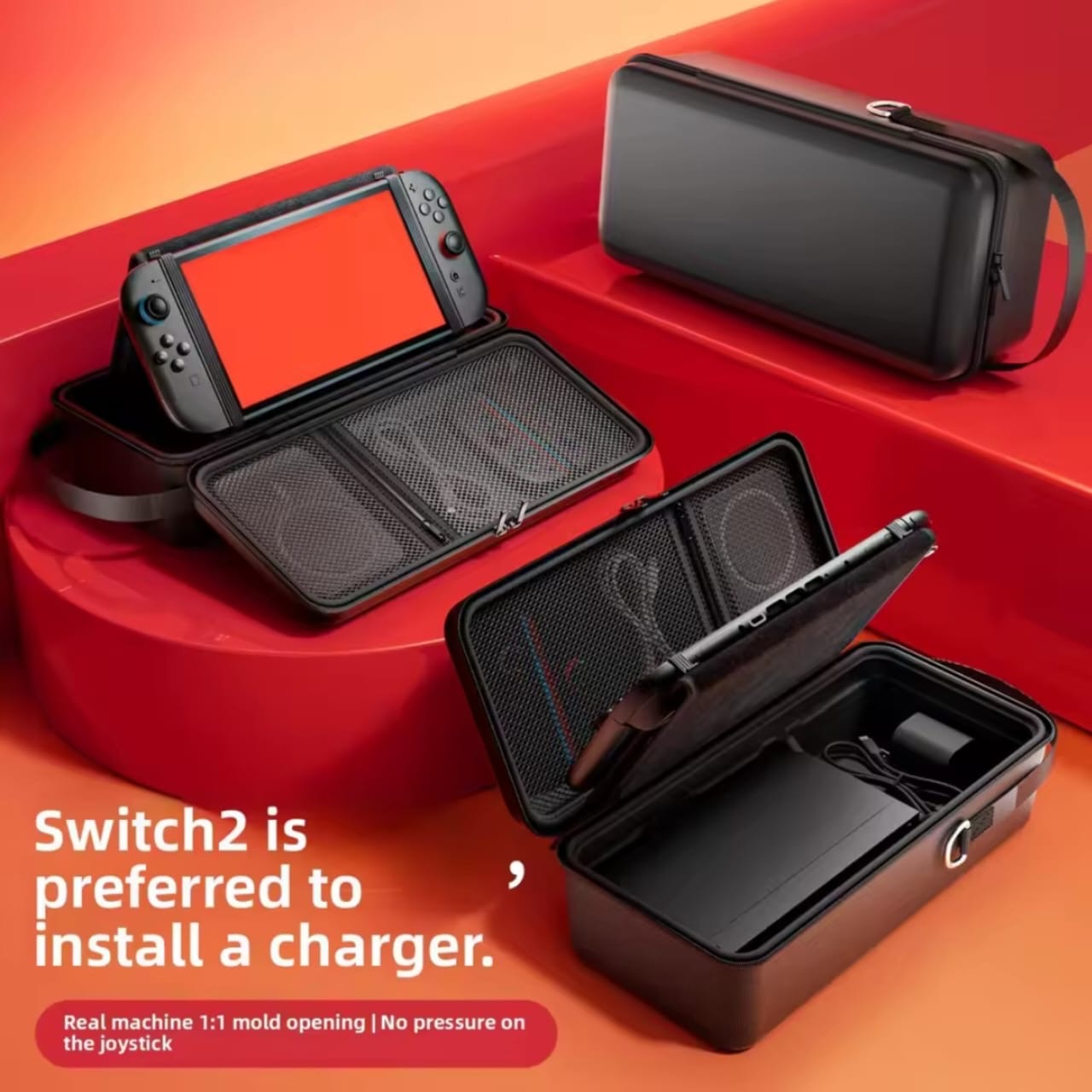 Nintendo Switch 2 Travel Carrying Storage Case - Mario Suit | Mario M | Zelda | Black