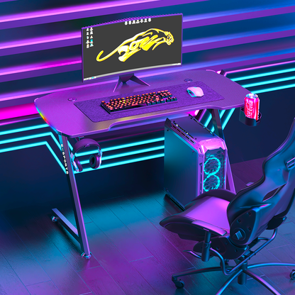 KZ 140CM RGB Gaming Desk With Cup Holder and Headset Holder - Black