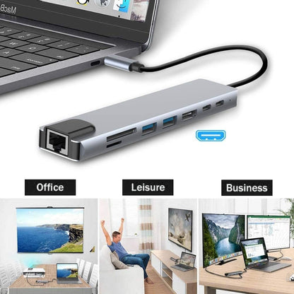 موزع 5 في 1 من USB Type C إلى HDMI مع منفذي USB 3.0 ومنفذ إيثرنت - Macbook | Windows