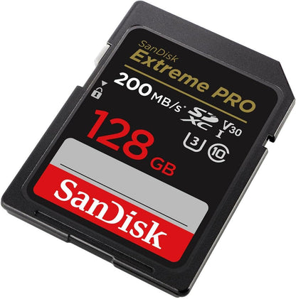 بطاقة ذاكرة SanDisk Extreme PRO UHS-I SDXC بسعة 128 جيجابايت (200 ميجابايت/ثانية)