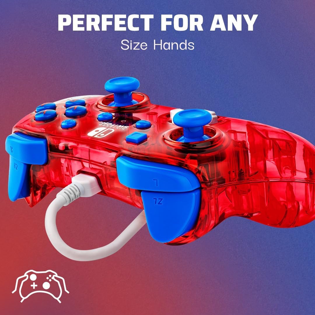 PDP Rock Candy Wired Gaming Switch Pro Controller - Mario - Red - Official License Nintendo - OLED