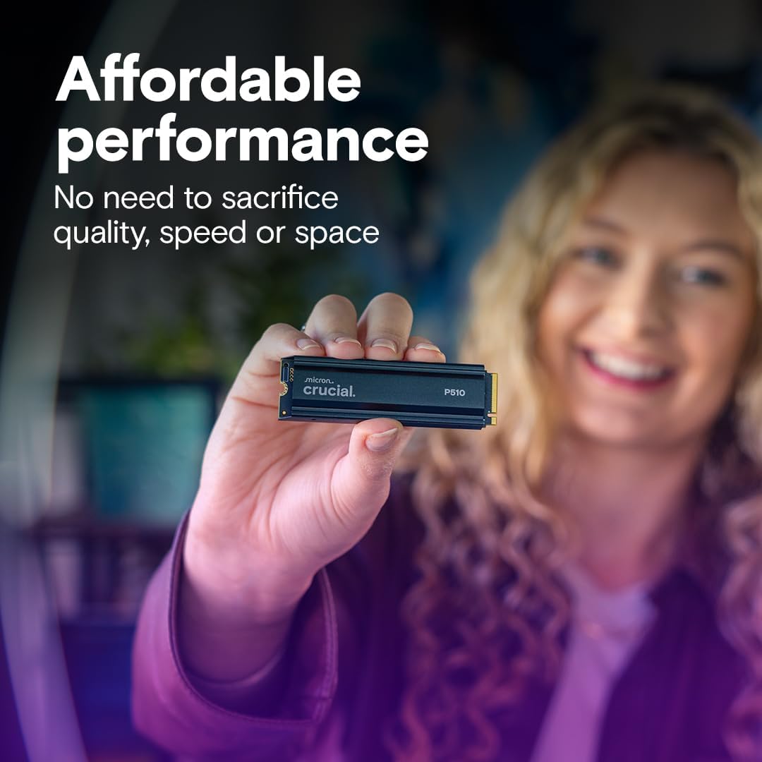 Crucial P510 PCIe Gen5 NVMe 1TB SSD with Heatsink, Up to 11,000MB/s, TLC NAND -  PC | PS5