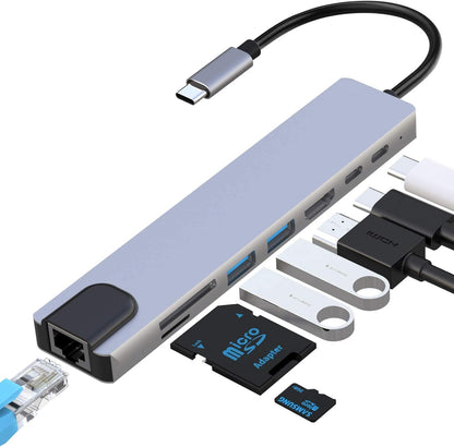 موزع 5 في 1 من USB Type C إلى HDMI مع منفذي USB 3.0 ومنفذ إيثرنت - Macbook | Windows