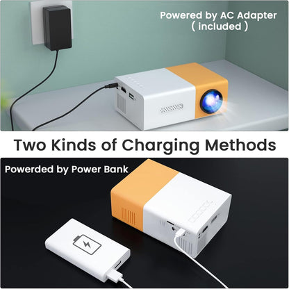 YG300 Portable Projector Multimedia Full HD 1080P Home Theater Movie Projector Compatible with iOS Android Smartphone Tablet Laptop PS4 TV Stick DVD HDMI AV USB