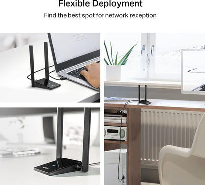 TP-Link WiFi 6 USB Adapter for Desktop PC - (Archer TX20U Plus) AX1800 Wireless Network Adapter with 2.4GHz, 5GHz, High Gain Dual Band 5dBi Antenna, WPA3