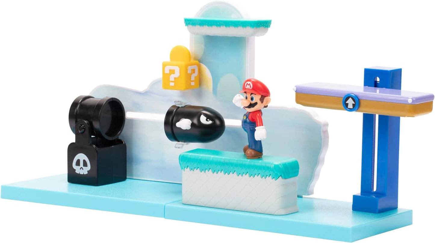 Super Mario Nintendo 2.5" Action Figure Switchback Hill Playset with 3 Interactive Interchangeable Pieces