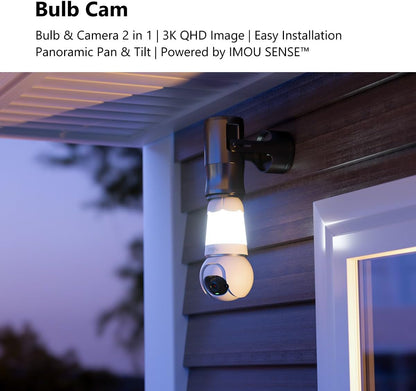 IMOU Bulb Cam 2K QHD(3MP) AI Panoramic Colour Night PT WiFi Security Camera