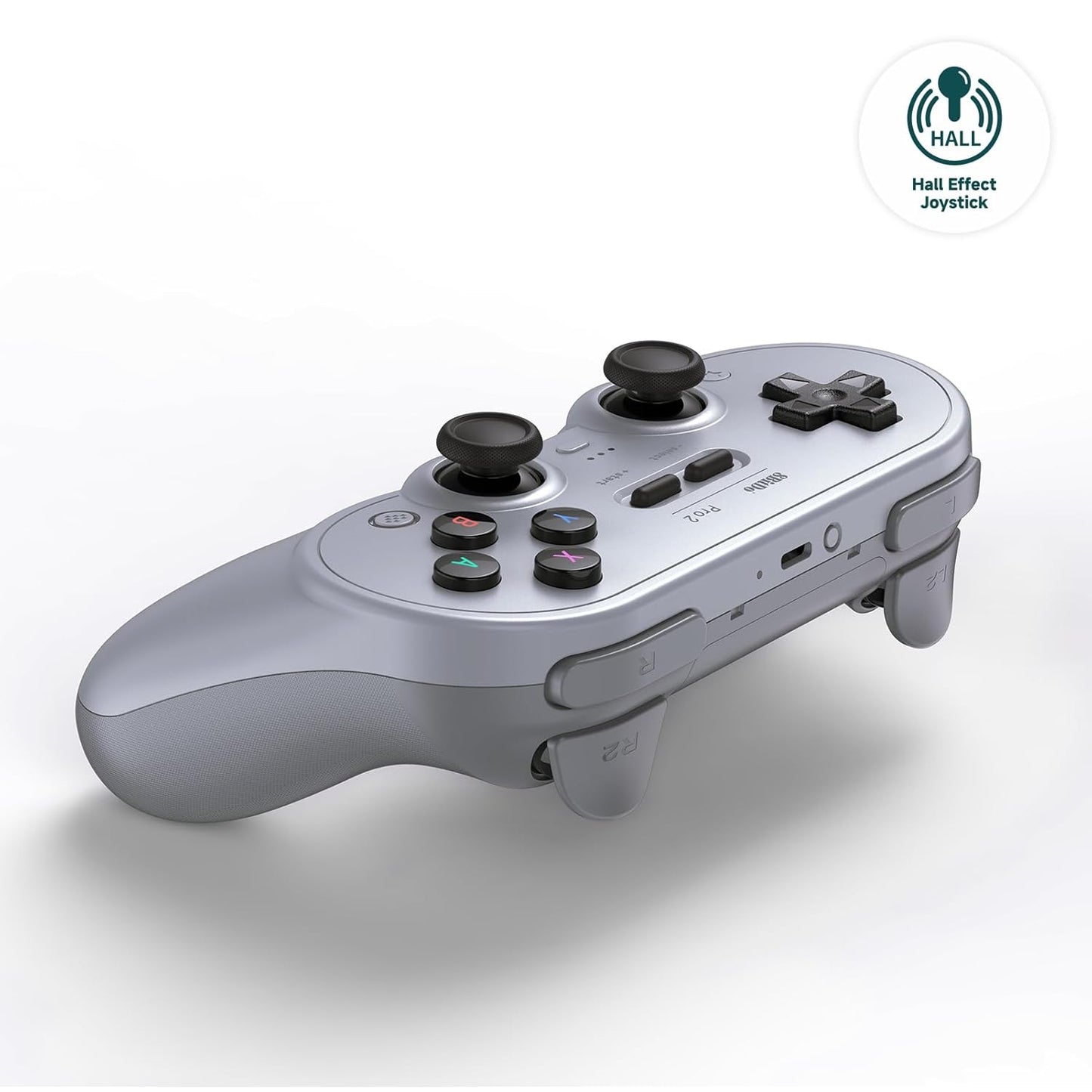 8BitDo Pro 2 Bluetooth Controller for Switch/Switch 2, Hall Effect Joysticks, 2 Pro Back Paddle Buttons, Wireless Gaming Controller for Switch, PC, Android, and Steam Deck & Apple - Gray | Black