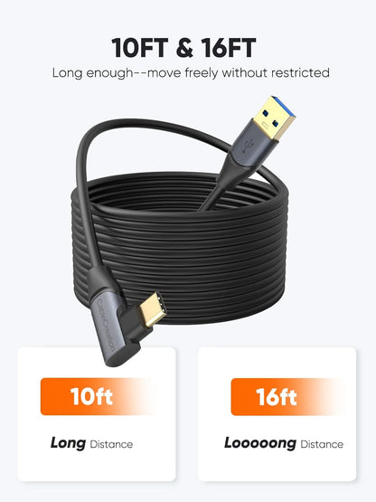 كابل ربط 3M من CableCreation متوافق مع كابل Meta Quest Pro/Quest3/Quest2/ USB إلى USB C 3.1 