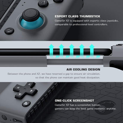 GameSir X2S Bluetooth Wireless Mobile Game Controller, Type-C Port, Custom Turbo Key, Bluetooth 5.0 Support Android/iOS iPhone